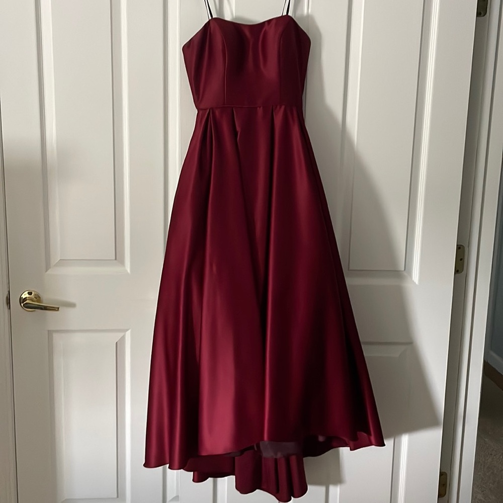 Red Strapless High-Low Prom Dress